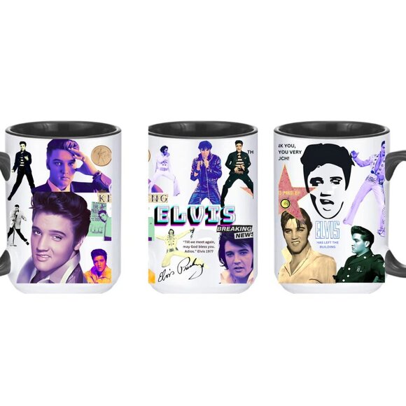 Elvis Presley 15oz Mug – Black Handle & Interior 🎸☕ - Picture 1 of 2